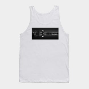 Sugar Glow B&W - The Domino Sugar Plant on the Inner Harbor in Baltimore, Maryland Tank Top